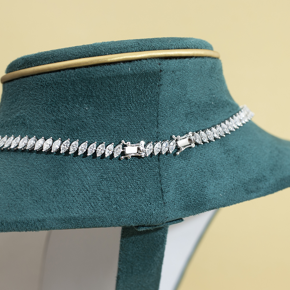 MSN-886 18K White Gold Yellow Pear Lab Grown Diamond White Marquis Custom Necklace-Messi Jewerly 9