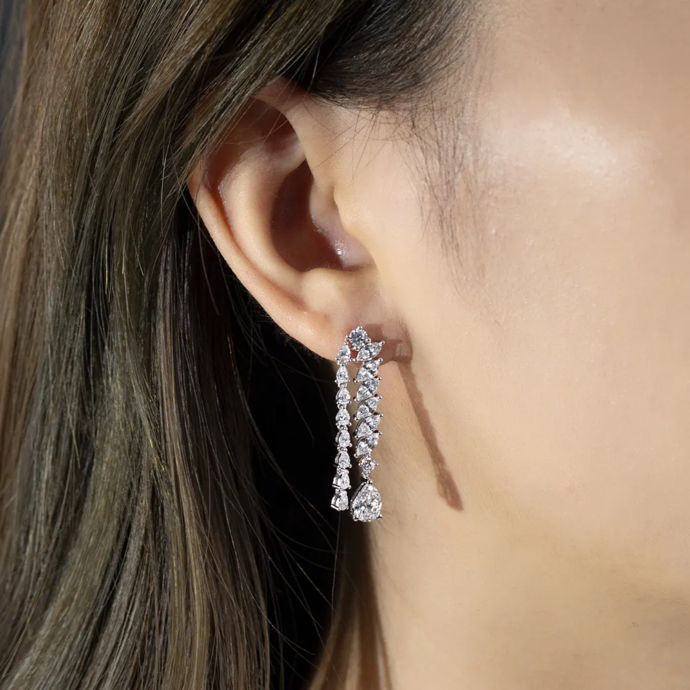 MSE-784 Pear Cut Lab Diamond Earring in 18K/14K White Gold - Customized Jewelry 3