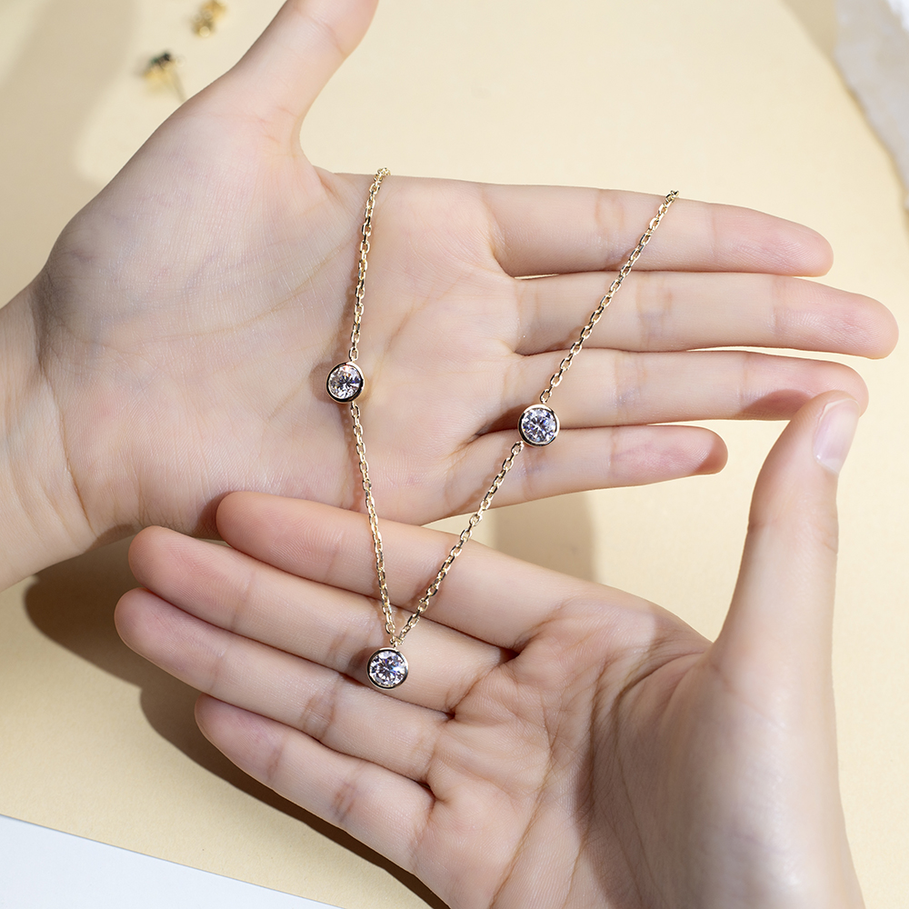 MSN-838 18K Gold Lab Diamond Pendant Necklace Diamond Jewelry | Messi Jewelry 7