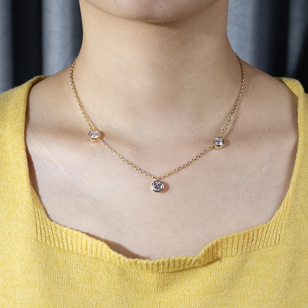 MSN-838 18K Gold Lab Diamond Pendant Necklace Diamond Jewelry | Messi Jewelry 6