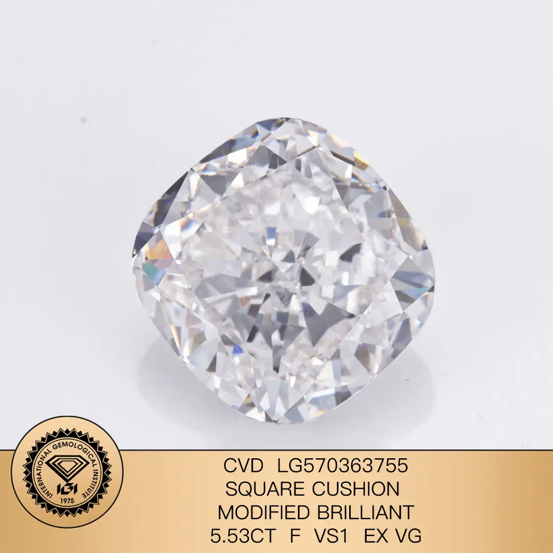 Cuscino quadrato modificato brillante 5.53carat f vs1 ex vg cvd lab diamond lg570363755 1