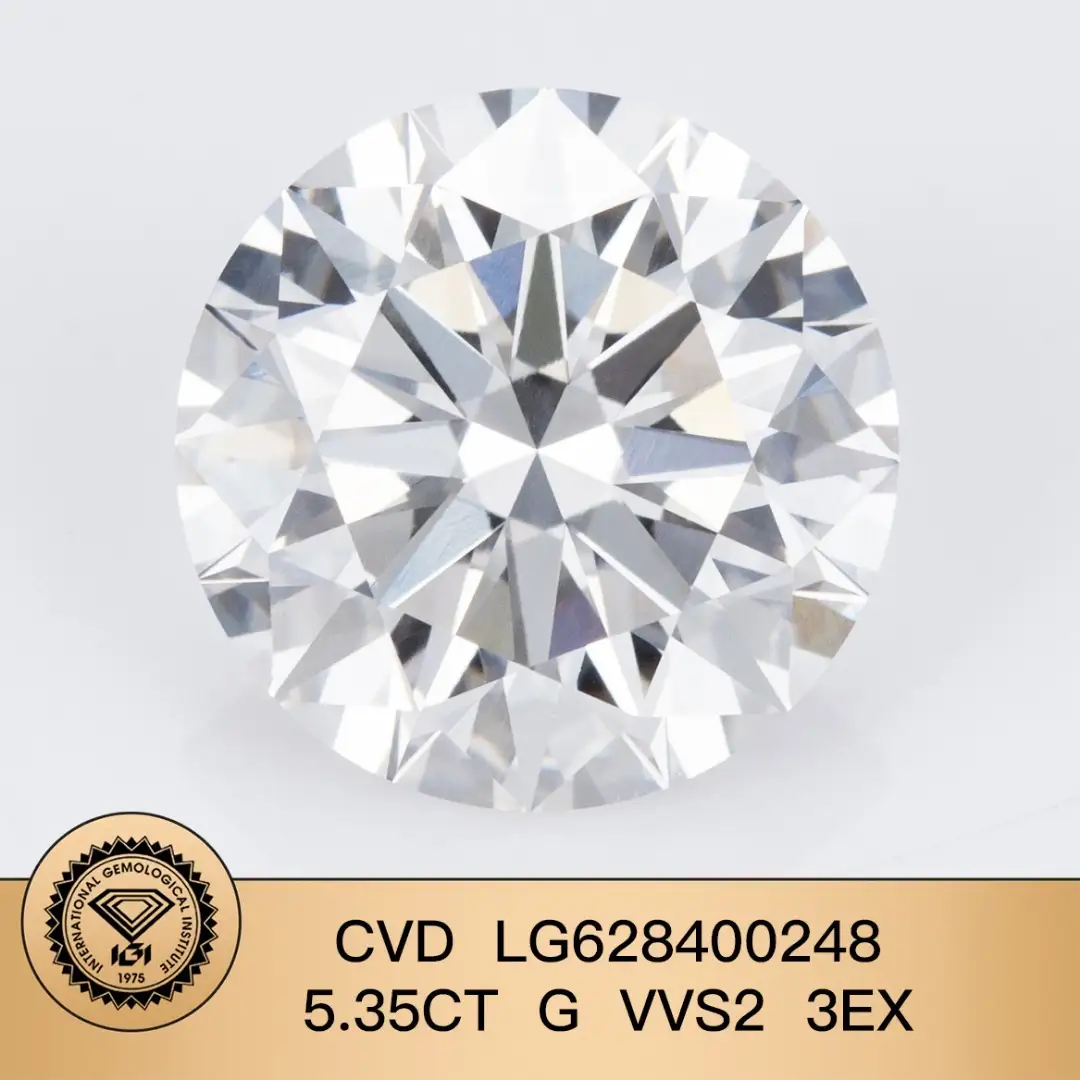 Messi Jewlery Lab Diamond CVD Round Brilliant LG628400248 5.35ct G VVS2 3EX Whit IGI 1