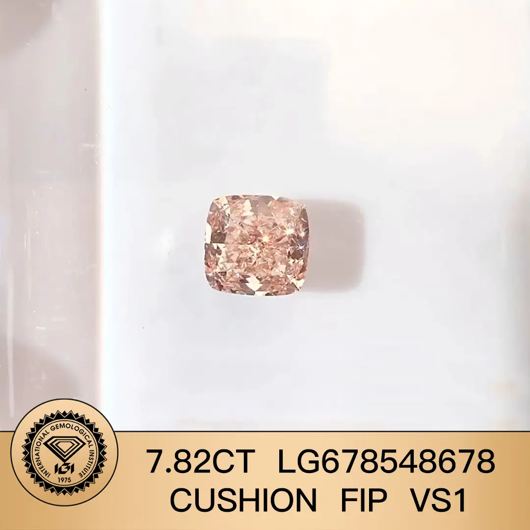 Cuscino IgI 7.82ct fantasia intenso rosa VS1 LG678548678 Diamond da laboratorio 1