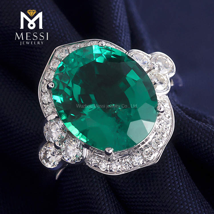 Barang Kemas Messi - MS-230 Messi Barang Kemas harga borong 18k emas putih 3 karat asscher cut makmal mencipta cincin pertunangan zamrud Cincin 10