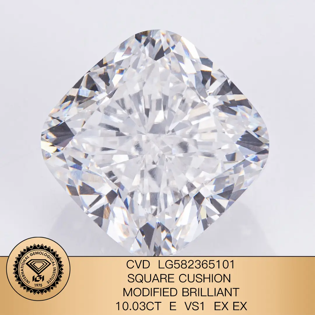 Messi Jewelry Lab Diamond Diamante CVD Cuscino quadrato modificato Brilliant10.03ct E VS1 LG582365101 1