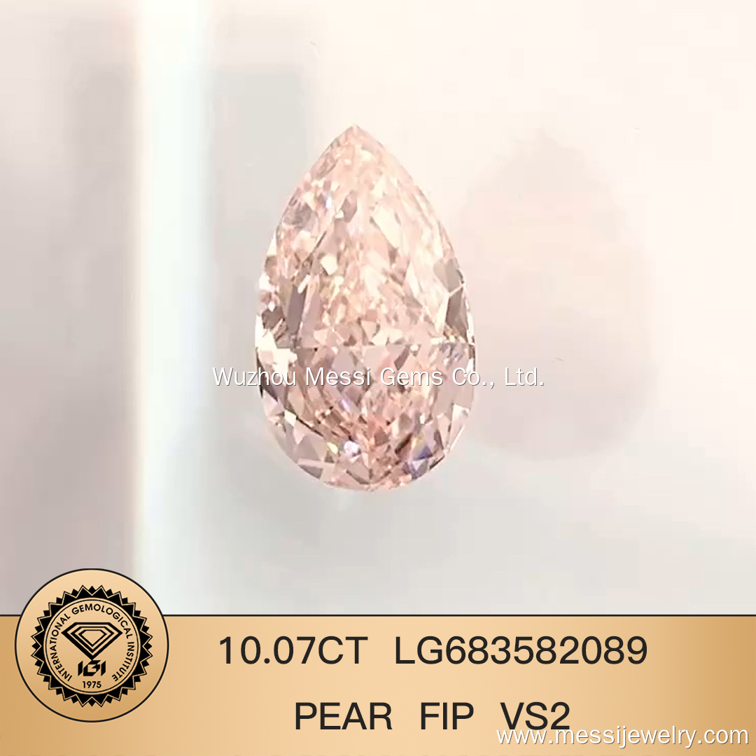 Messi Jewelry Lab Diamond 10.07CT PEAR FANCY INTENSE PINK VS2 LG683582089 4