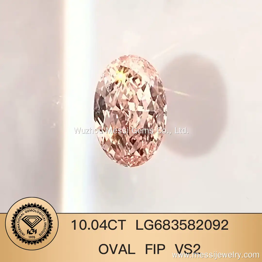 Messi Jewelry Lab Diamond 10.04ct LG683582092 Oval Fancy Intense Rosa vs2 1