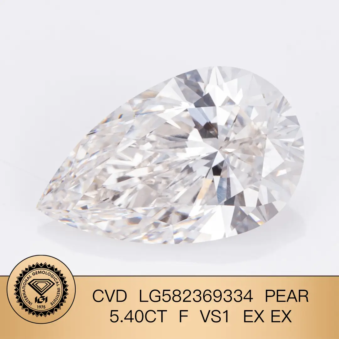 Messi Jewlery Lab Diamond Cvd Pear LG58236934 5.40ct f vs1 ex ex ex 1