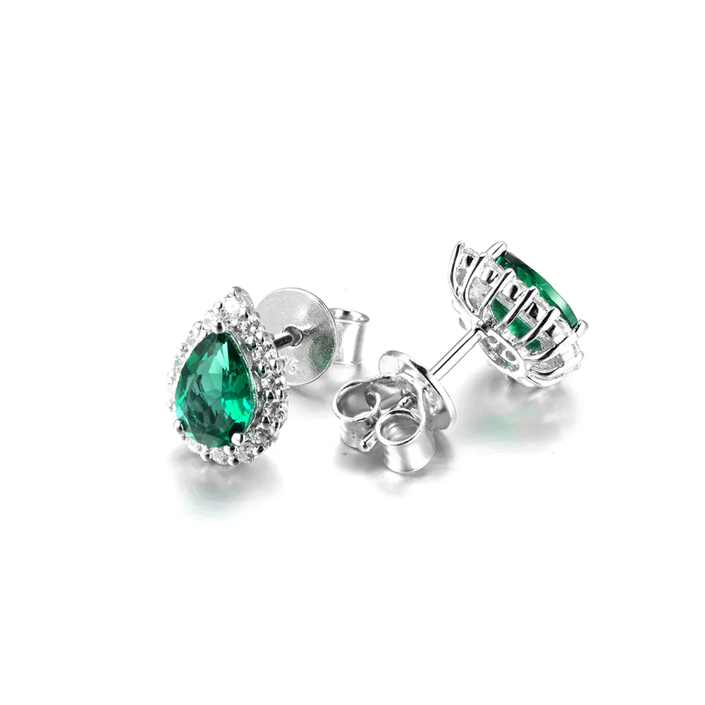 Lab Emerald Earring 18K Gold - Messi Jewelry 2