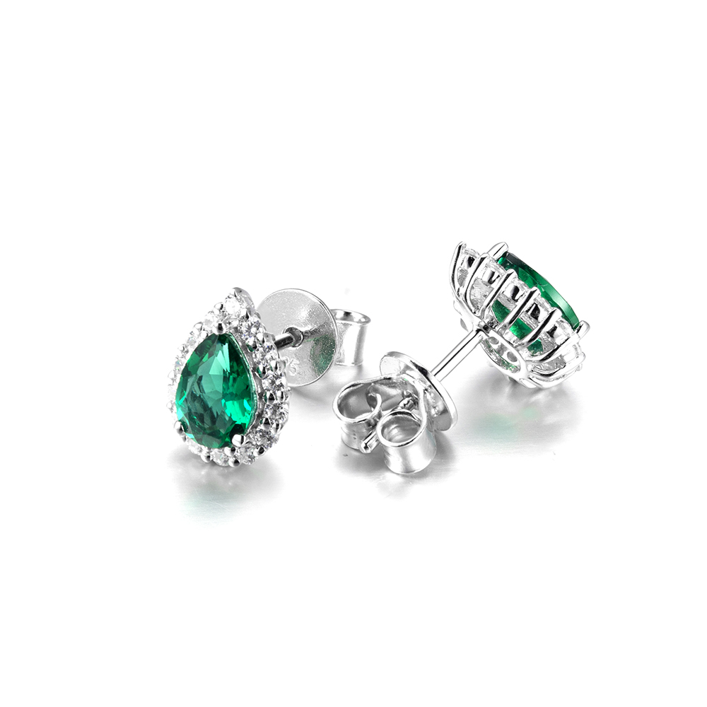 Messi Jewelry MSE-725 Lab Emerald Earring 18K 14K White Gold Yellow Gold Jewelry 8