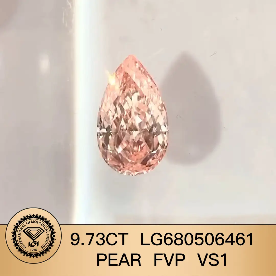 Pear 9.73ct LG680506461 Diamond coltivata VS1 VIVID PINK VS1 1