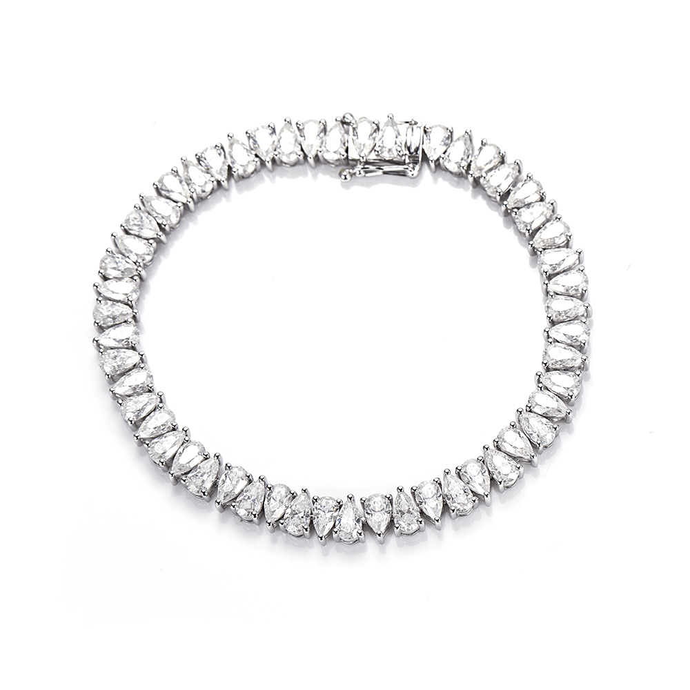Messi Jewelry MSB-608 Customize Pear shape Lab Diamond 9K/10K/14K/18K Gold Tennis Bracelet 8