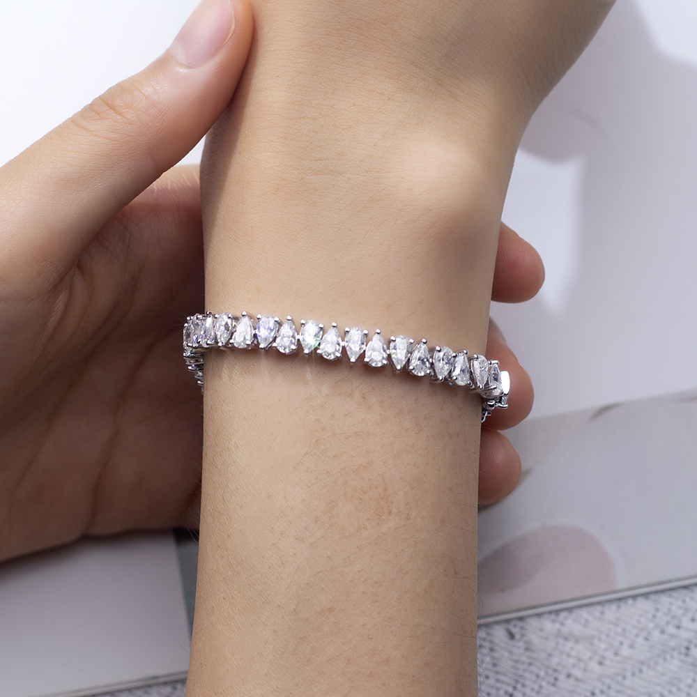 Messi Jewelry MSB-608 Customize Pear shape Lab Diamond 9K/10K/14K/18K Gold Tennis Bracelet 14