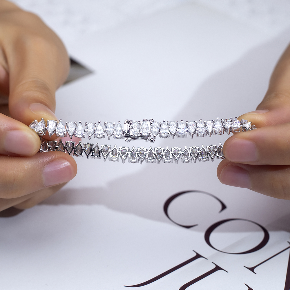 Messi Jewelry MSB-608 Customize Pear shape Lab Diamond 9K/10K/14K/18K Gold Tennis Bracelet 12