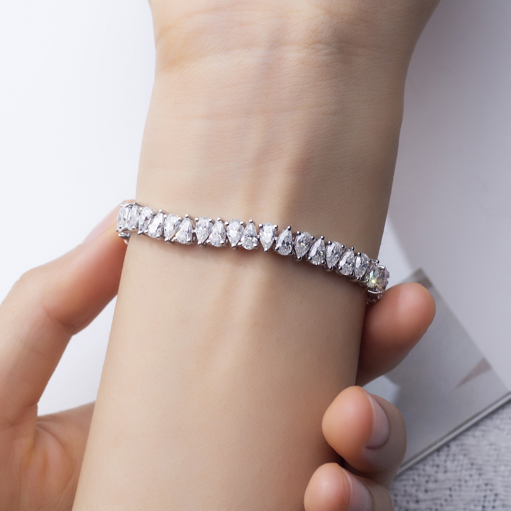 Messi Jewelry MSB-608 Customize Pear shape Lab Diamond 9K/10K/14K/18K Gold Tennis Bracelet 13