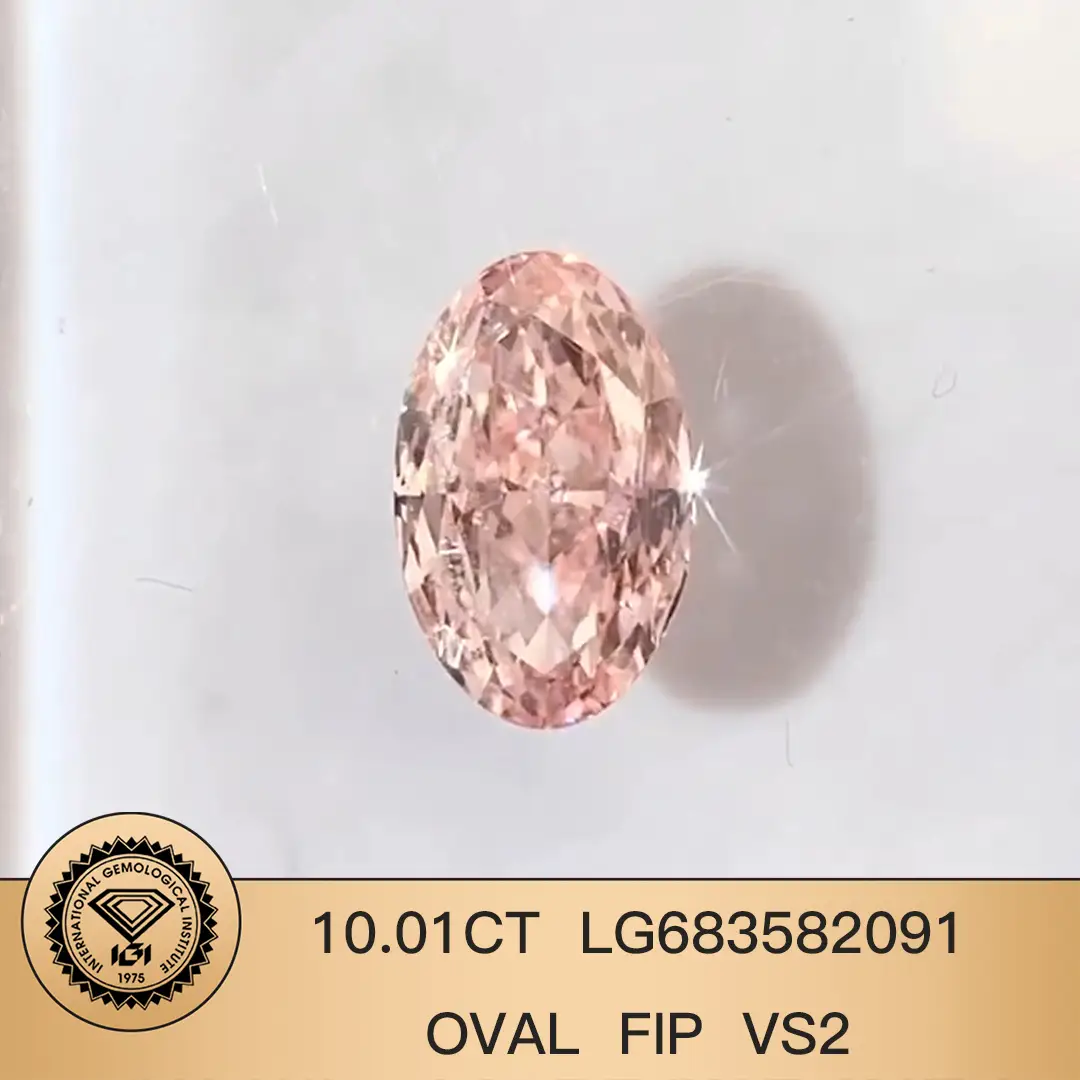Messi Jewelry Lab Diamond 10.01ct LG683582091 Oval Fancy Intense Pink vs2 1