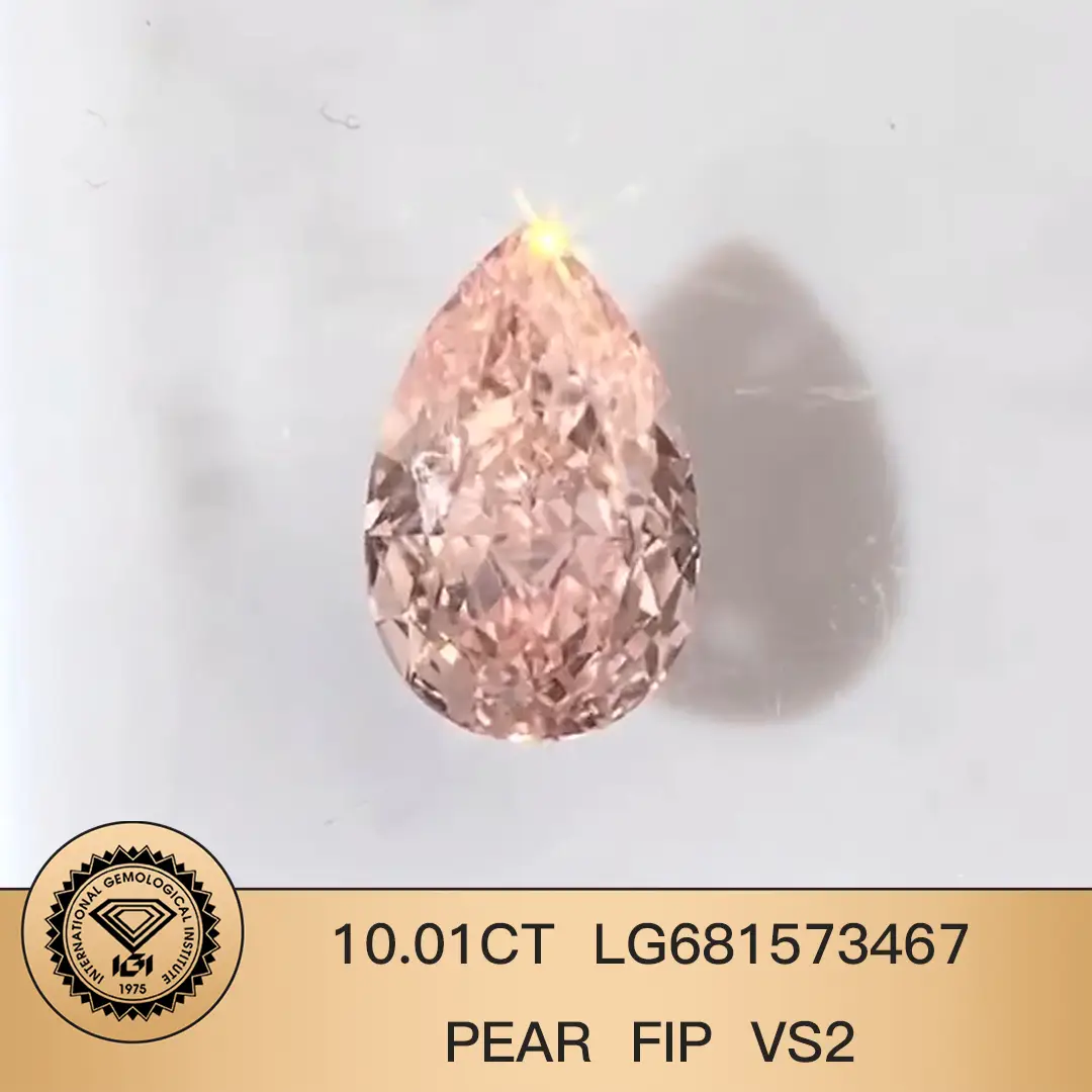 Messi Jewelry Lab Diamond 10.01ct Pear Fancy Intense Rosa VS2 LG681573467 1