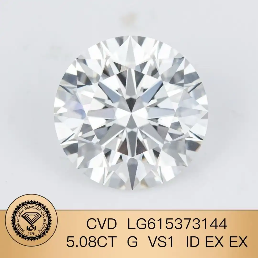 IGI Round Lab Diamond 5.08Ct G VS1 ID ex CVD LG615373144 1