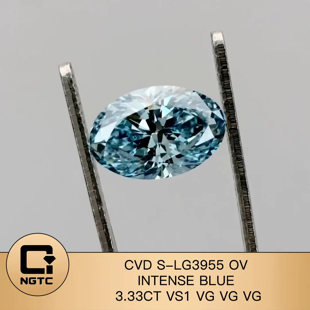 Messi Jewelry Lab Diamond Ovale intenso blu 3.33ct vs1 cvd s-lg3955 1