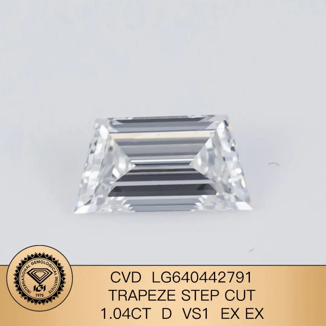 Messi gioielli CVD Lab Diamond LG64042791 Trapeze Step Cut 1.04ct D VS1 Ex Ex 1