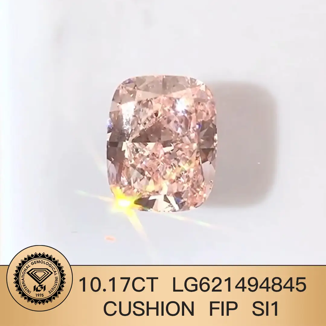 Messi Jewelry Lab Diamond 10.17ct Fancy Intense Pink LG621494845 Cuscino SI1 1