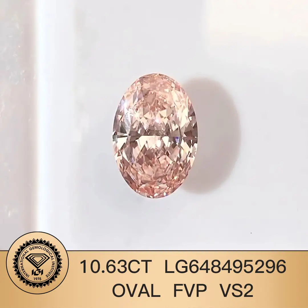 IGI 10.63ct LG648495296 Oval Fancy Vivid Pink VS2 Lab Grown Diamond 1