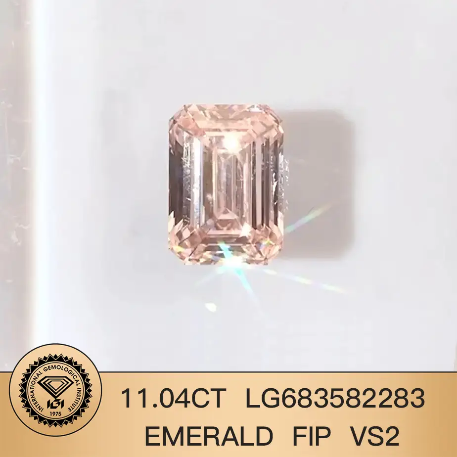 Igi smeraldo 11.04ct LG683582283 Fancy Intense Pink VS2 Lab Grown Diamond 1