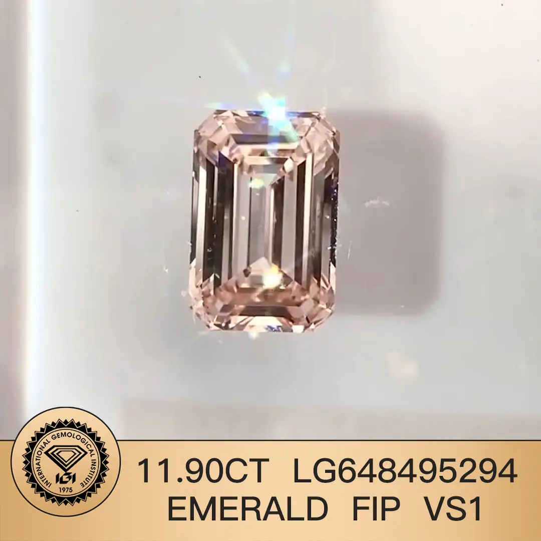 Lab Diamond 11.90ct smeraldo fantasia intenso rosa VS1 LG648495294 per gioielli | Gioielli Messi 1