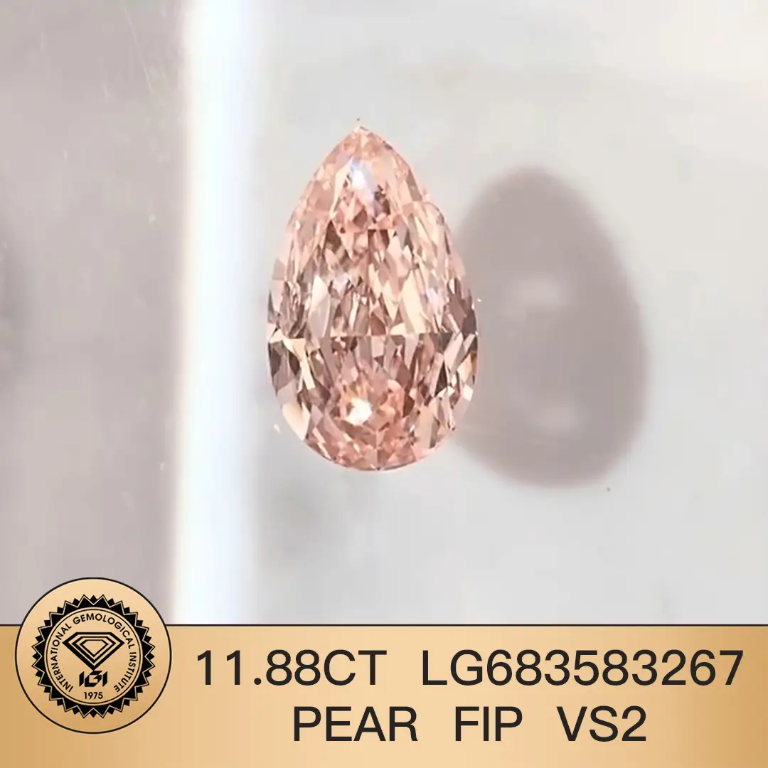 Luxury Lab Diamond 11.88ct Pear Cut Fancy intenso Pink VS2 LG683583267 | Joyería de Messi 1