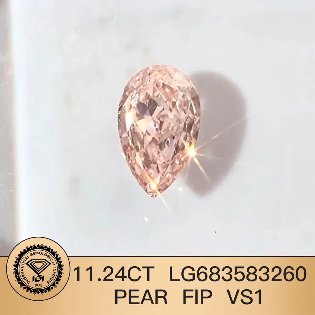 11.24CT Pear Cut Lab Diamond Fancy Pink intenso VS1 LG683583260 para joyas | Joyería de Messi 1