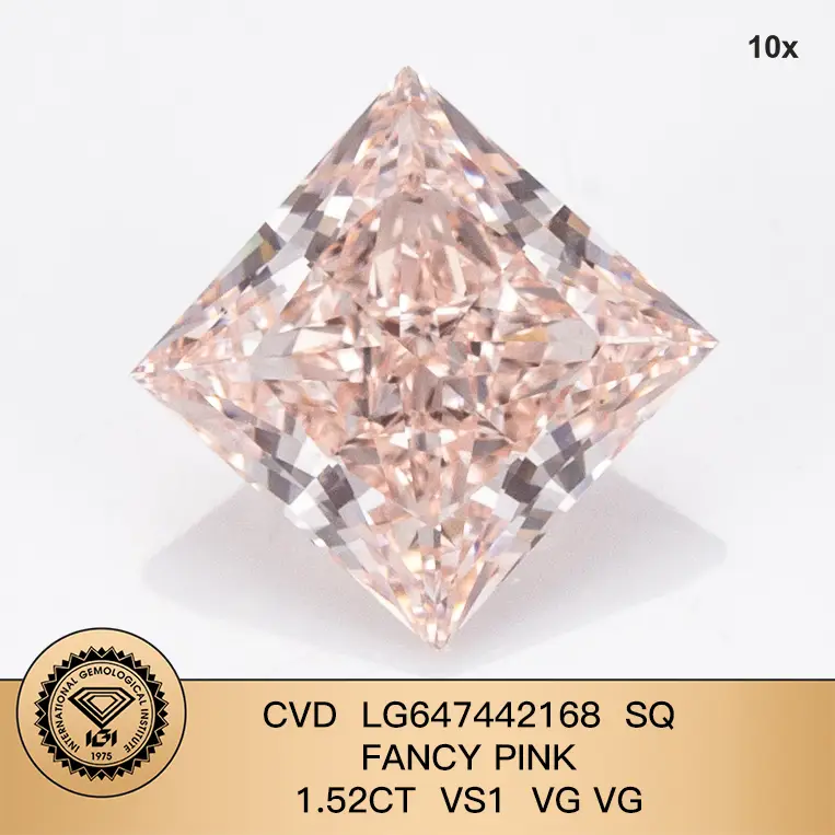 SQ Princess Cut Lab Diamond Fancy Pink 1,52CT CVD VS1 VG VG LG647442168 | Gioielli Messi 1