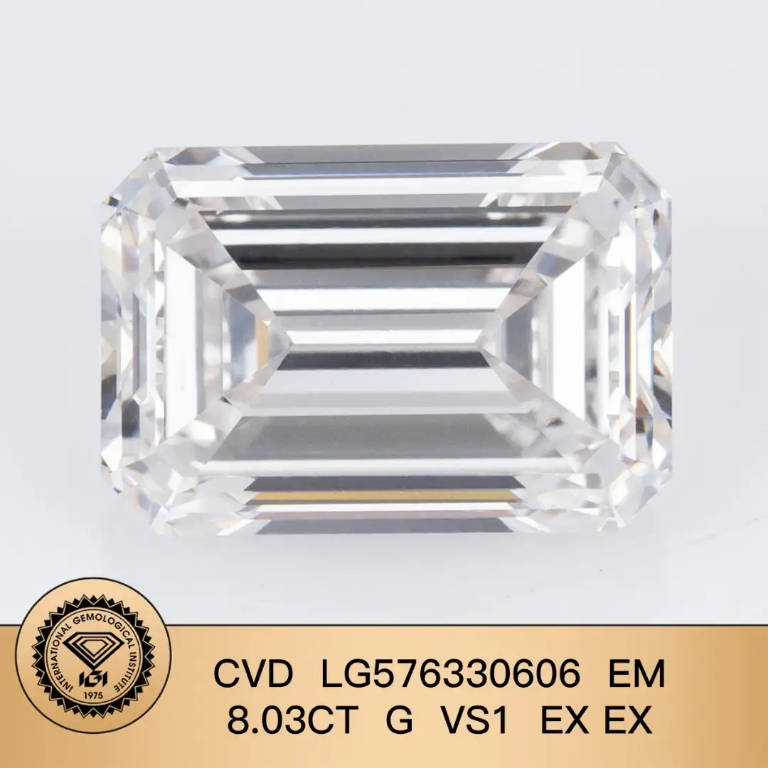Emerald Cut 8.03ct G vs1 Ex Ex Lab Grown Diamond CVD LG576330606 | Gioielli Messi 1