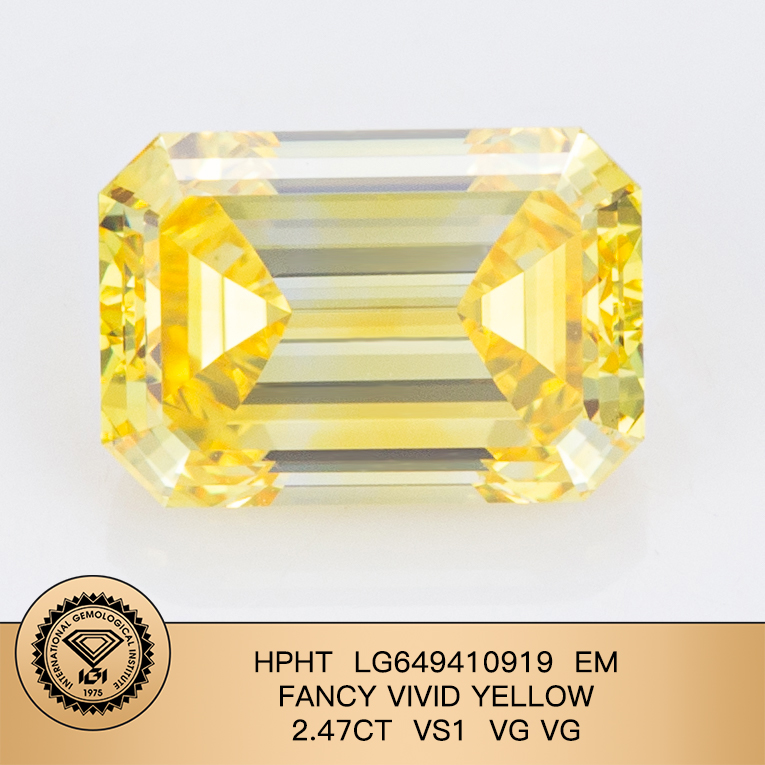 Amarelo vívido extravagante 2,47ct vs1 VG VG HPHT Diamante