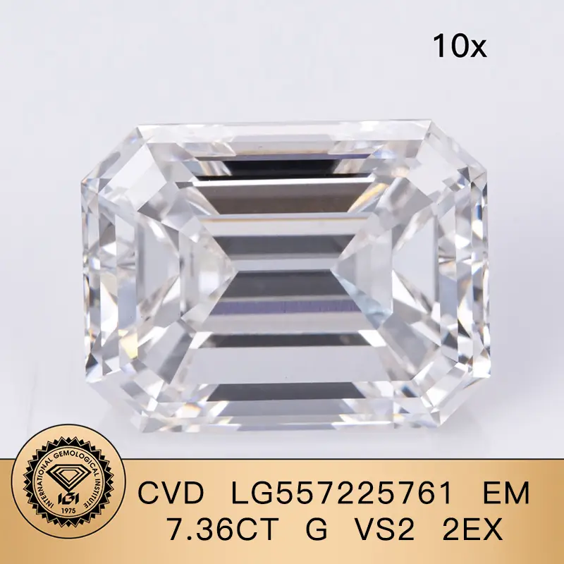 Fancy Lab Diamond CVD Emerald 7.36ct G VS2 2EX Lab Diamond per gioielli LG557225761 | Messi Jewely 1