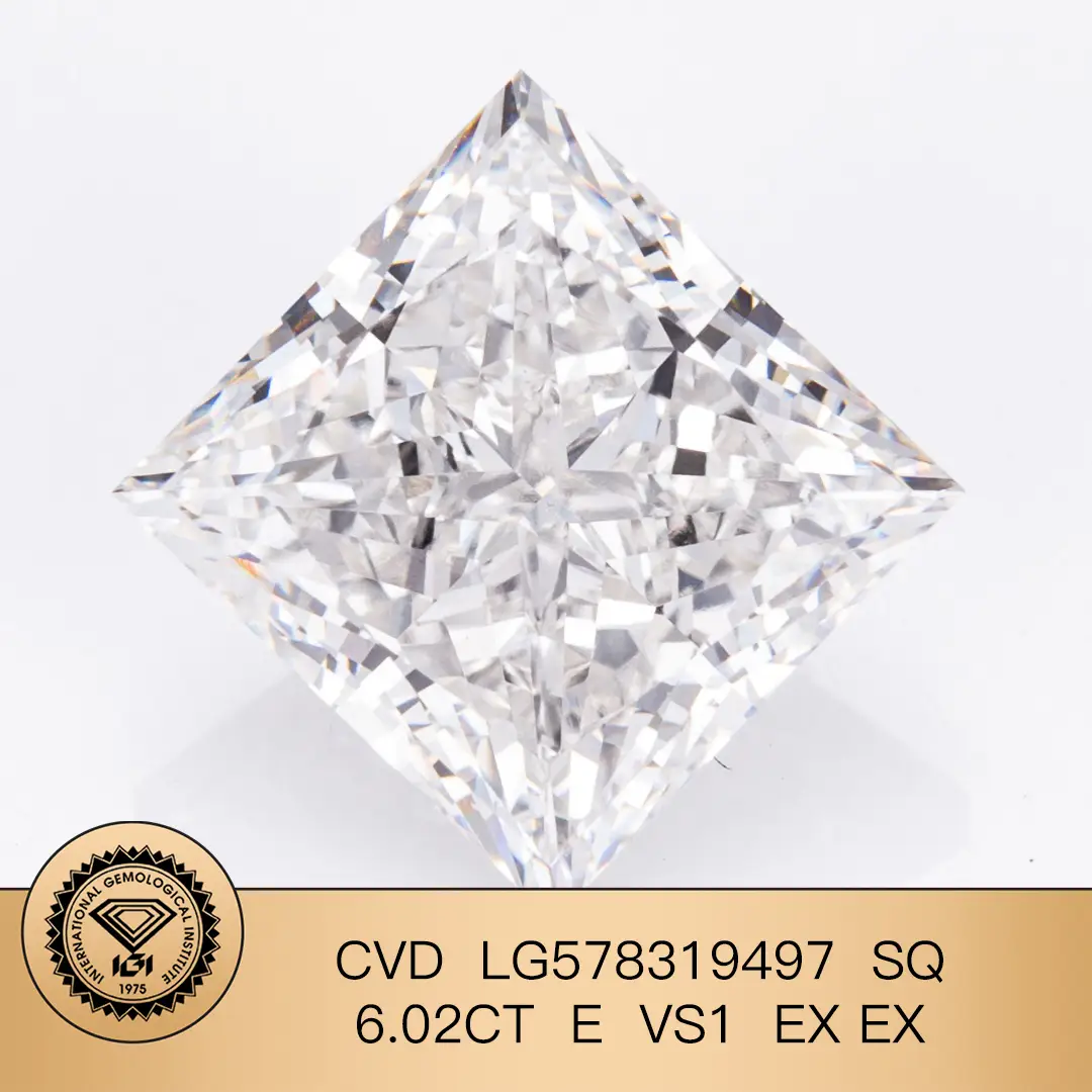 CVD 6.02CT E VS1 EX Ex Square Princess Cut Lab Grown Diamond per gioielli LG578319497 | Gioielli Messi 1