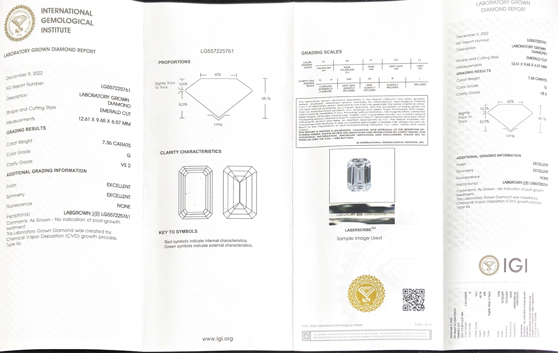 Fancy Lab Diamond CVD Emerald 7.36CT G VS2 2EX Lab Diamond Para sa Alahas LG557225761 | Messi Jewely 8