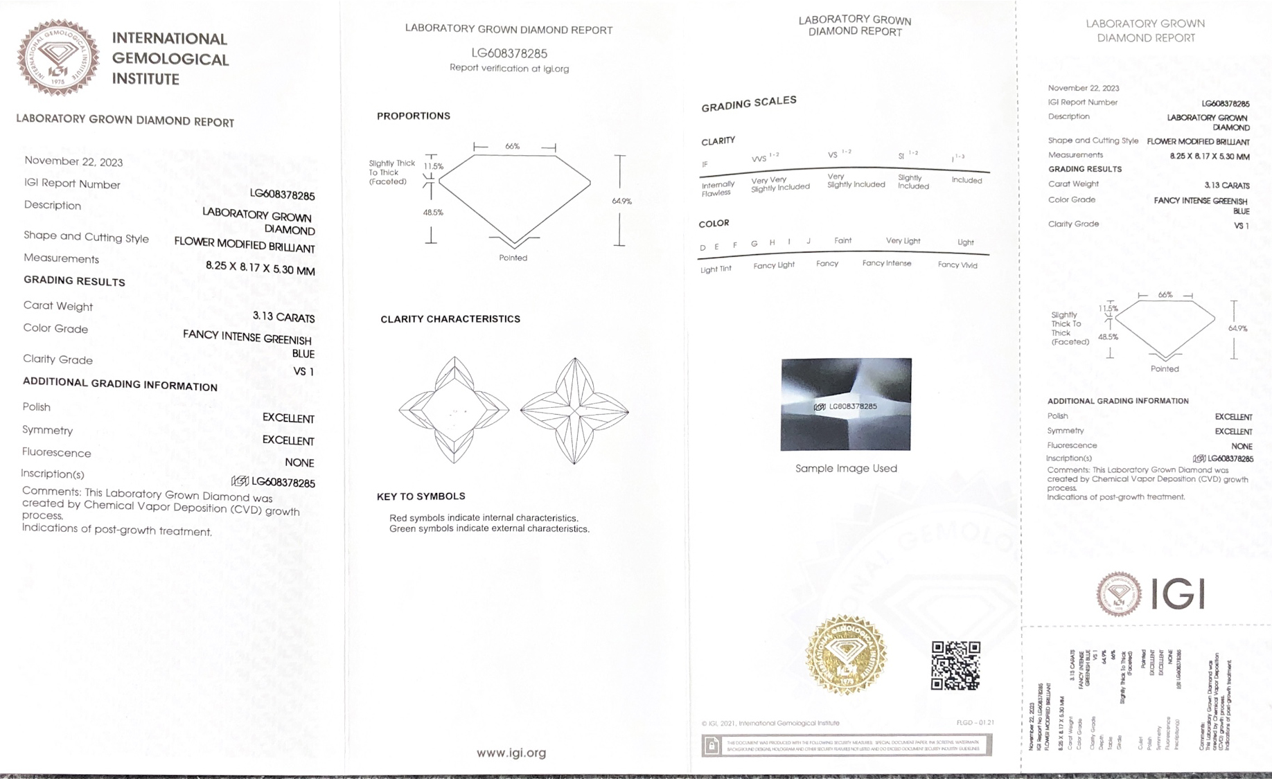 Flower Modified Brilliant 3.13CT VS1 EX EX CVD Lab Grown Diamond LG608378285 | Messi Jewelry 8