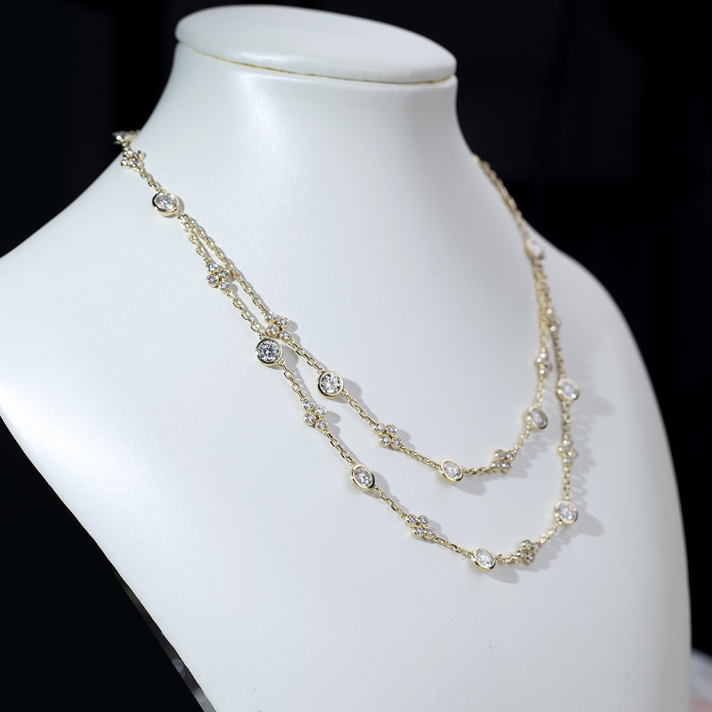 MSN-839 Fashion lab Gitubo nga Diamond Necklace 18K Yellow Gold - Messijewelry 11