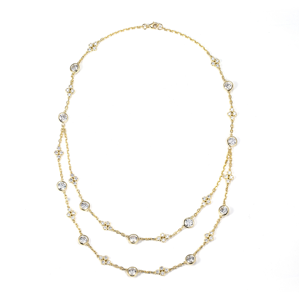 MSN-839 Fashion lab Gitubo nga Diamond Necklace 18K Yellow Gold - Messijewelry 14
