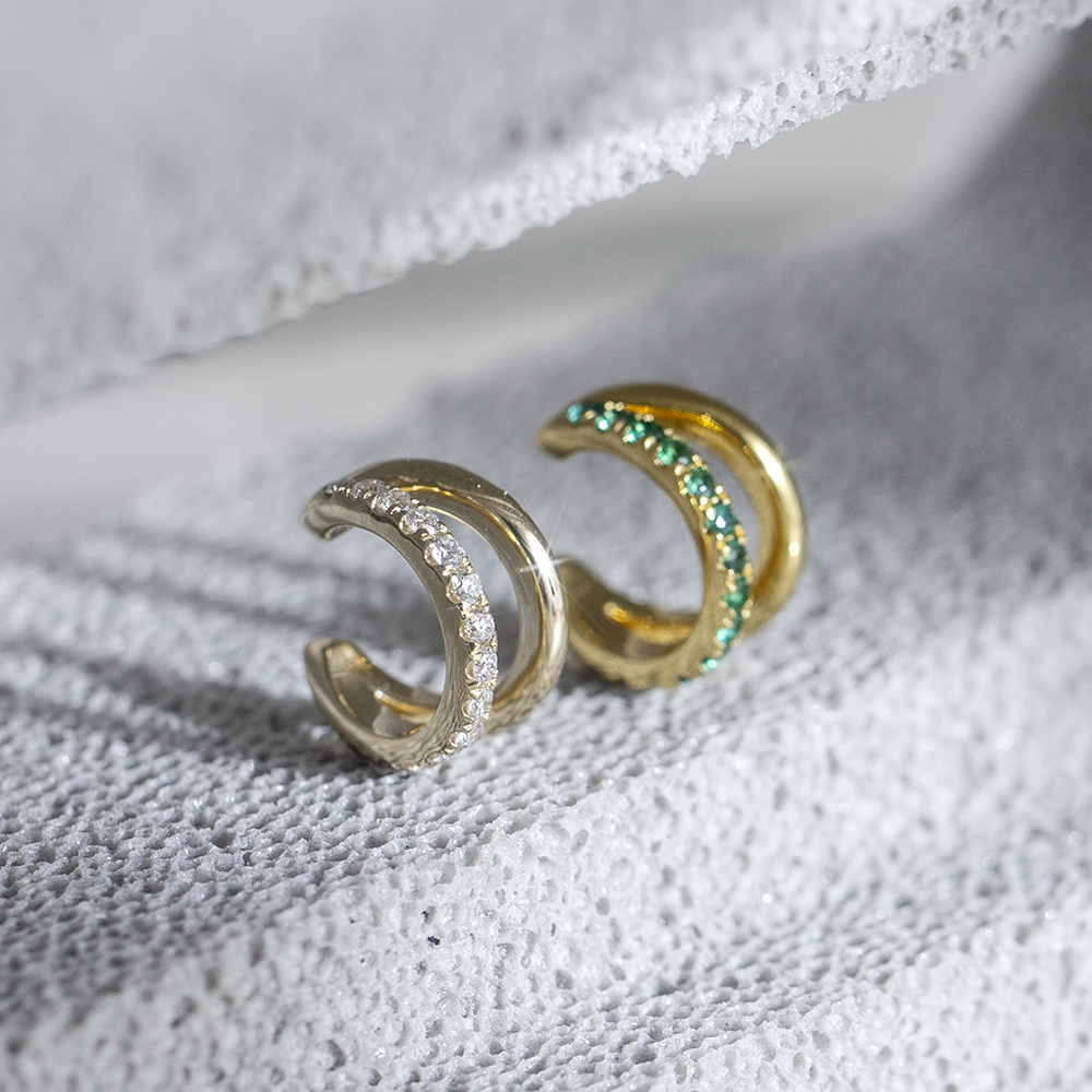 Messi Jewlery MSE-762 18K 14K Gold Earring lab diamond lab emerald Customized Jewelry 12