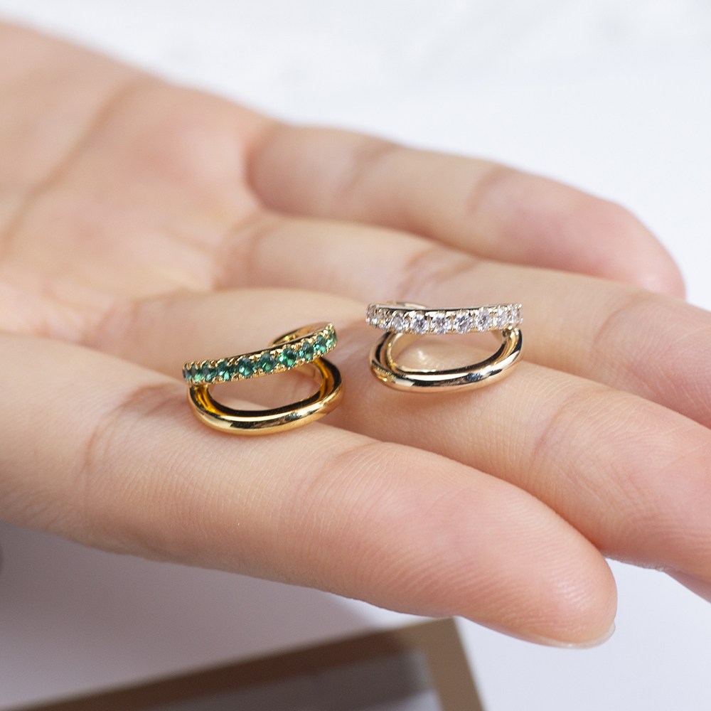 Messi Jewlery MSE-762 18K 14K Gold Earring lab diamond lab emerald Customized Jewelry 8