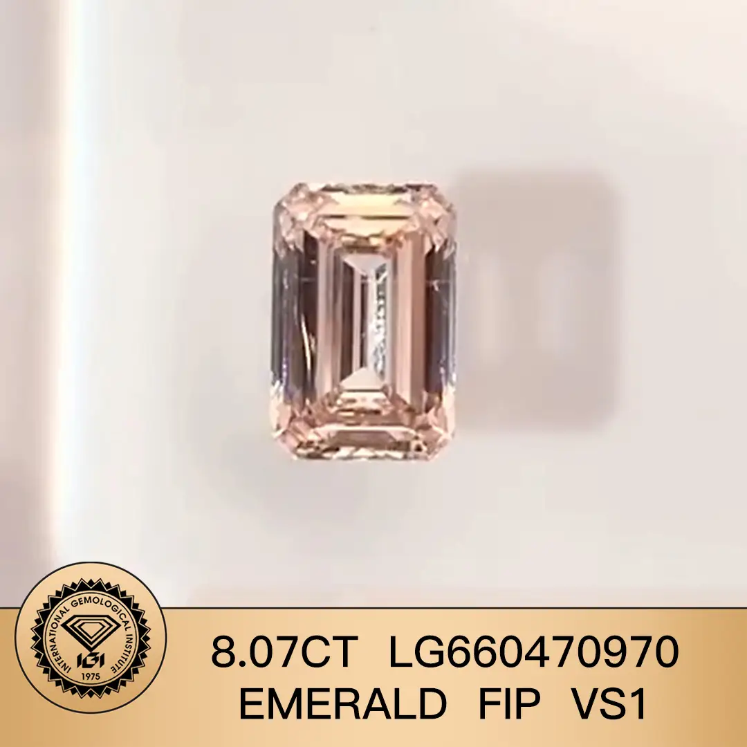 Pink 8.07ct Emerald FIP vs1 Lab Diamond LG660470970 per gioielli | Gioielli Messi 1