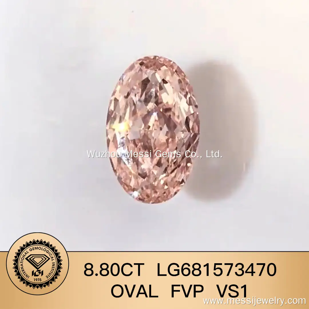 Custom Oval Fancy Pink Lab Diamond 8.80ct - IGI Certified 3