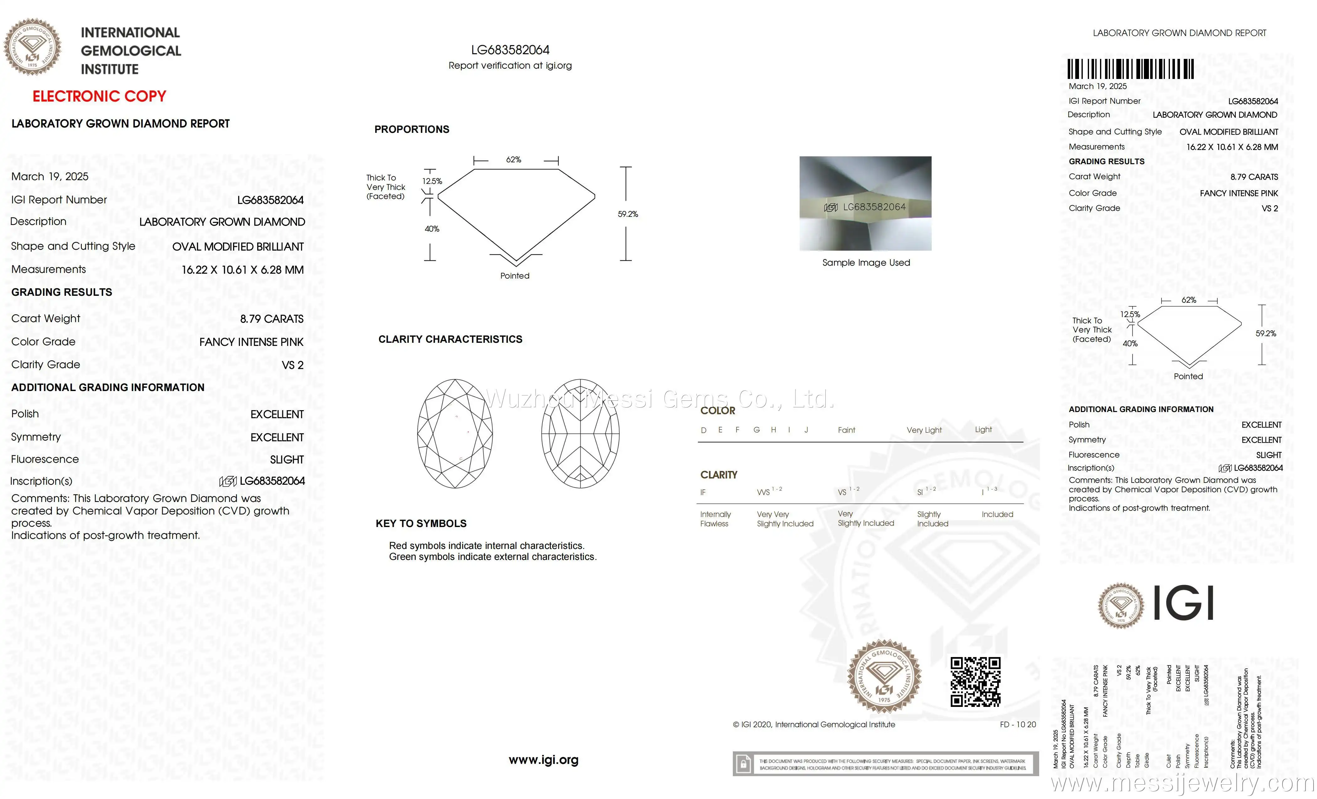 Customize Oval Fancy Pink Lab Diamond 8.79ct with IGI Certificate 2
