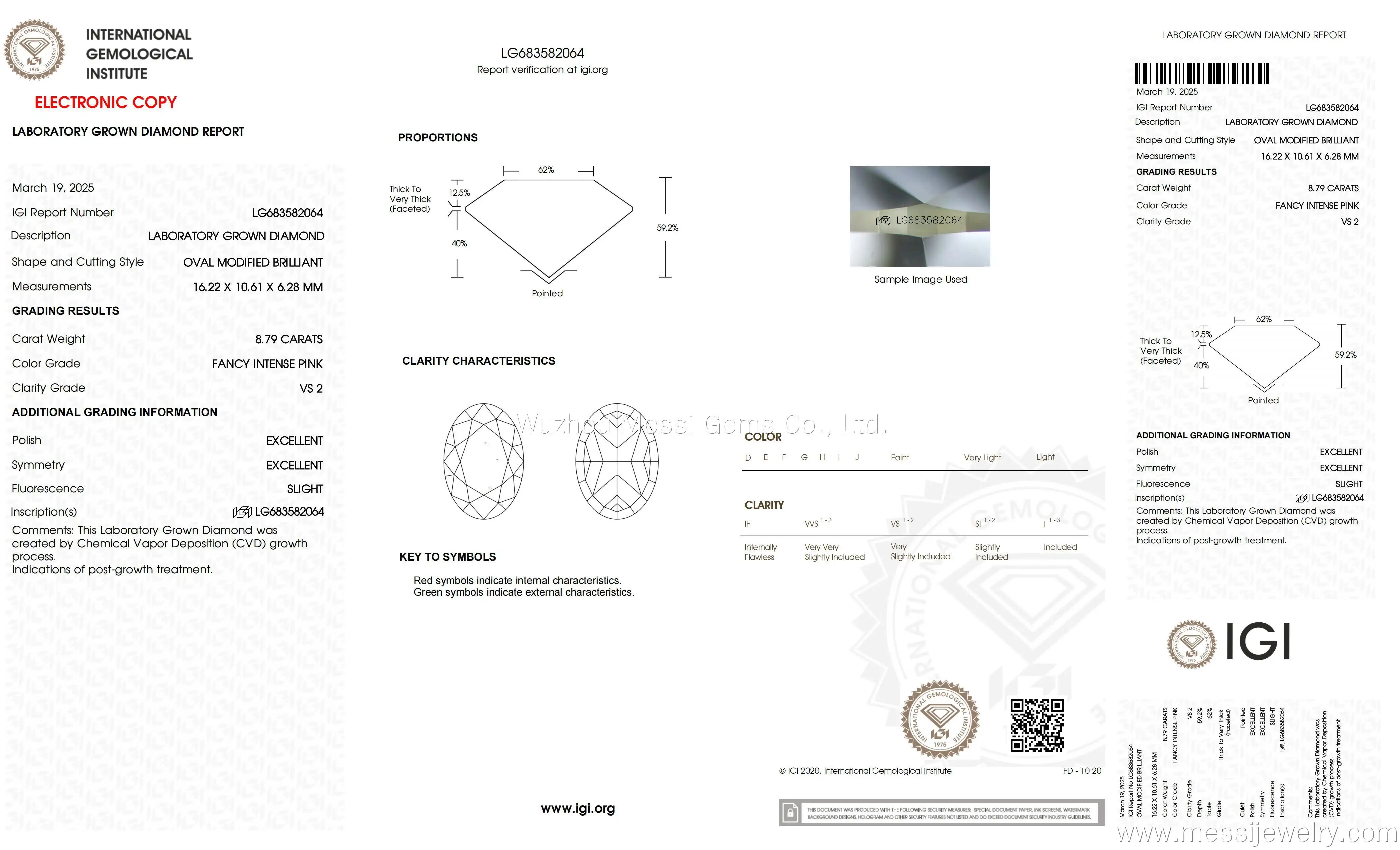 Customize Oval Fancy Pink Lab Diamond 8.79ct with IGI Certificate 2