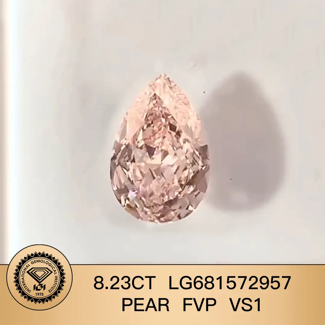 8.23 CARAT PEA Forma Fancy Vivid Pink VS1 Lab Diamond con certificado IGI LG681572957 1