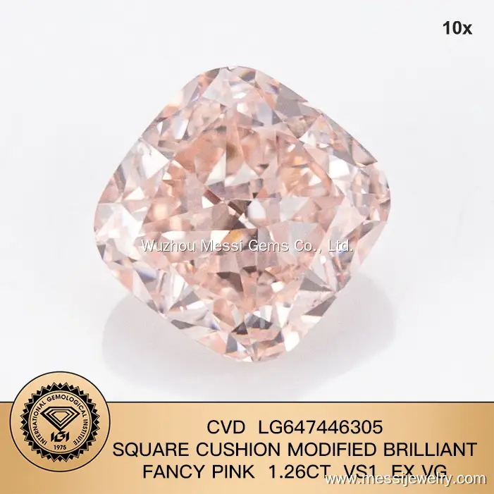 Messi gioielli fantasia rosa 1.26carat vs1 ex vg quadrate cuscino lab diamante lg647446305 1