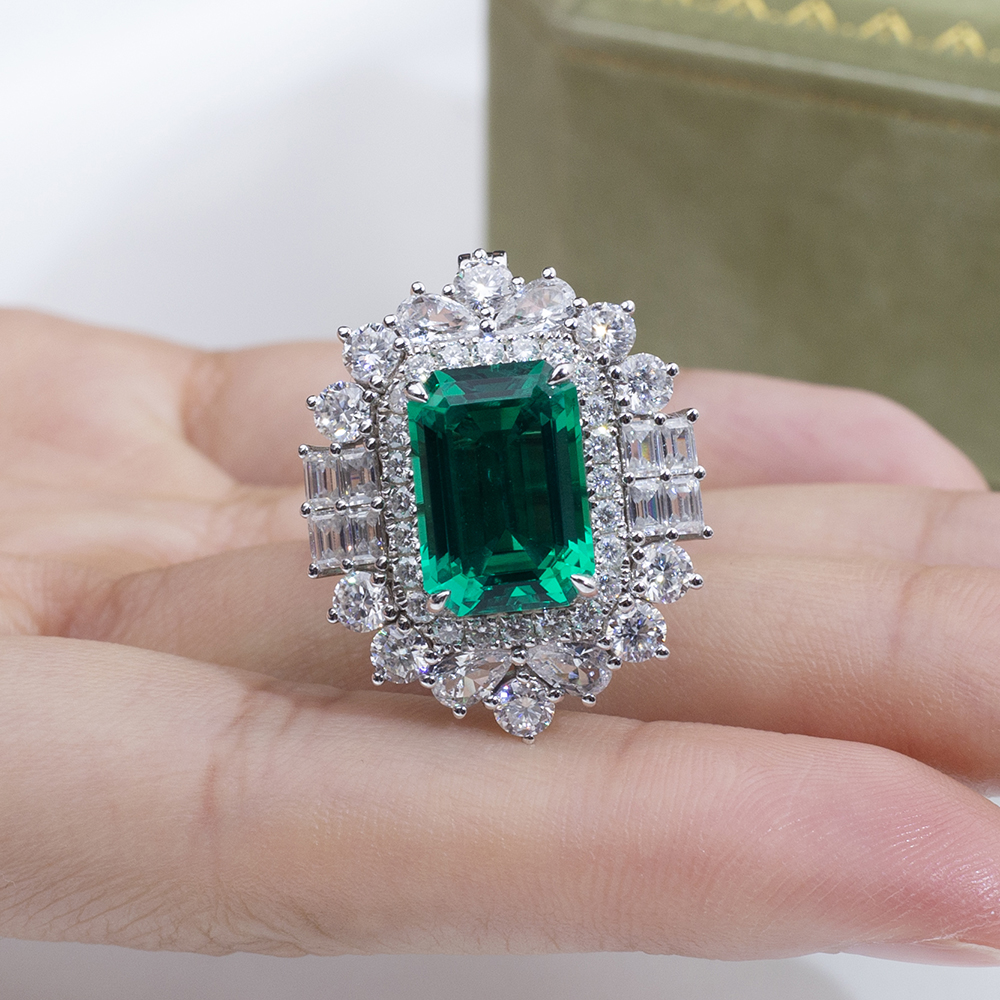MSR-1802 Luxury 9K/10K/14K/18K Soloid Gold Lab Grown Emerald Ring 10
