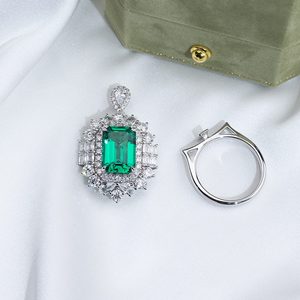 MSR-1802 Luxury 9K/10K/14K/18K Soloid Gold Lab Grown Emerald Ring 12