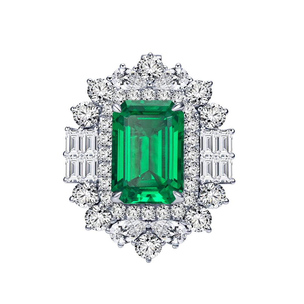 MSR-1802 Luxury 9K/10K/14K/18K Soloid Gold Lab Grown Emerald Ring 8